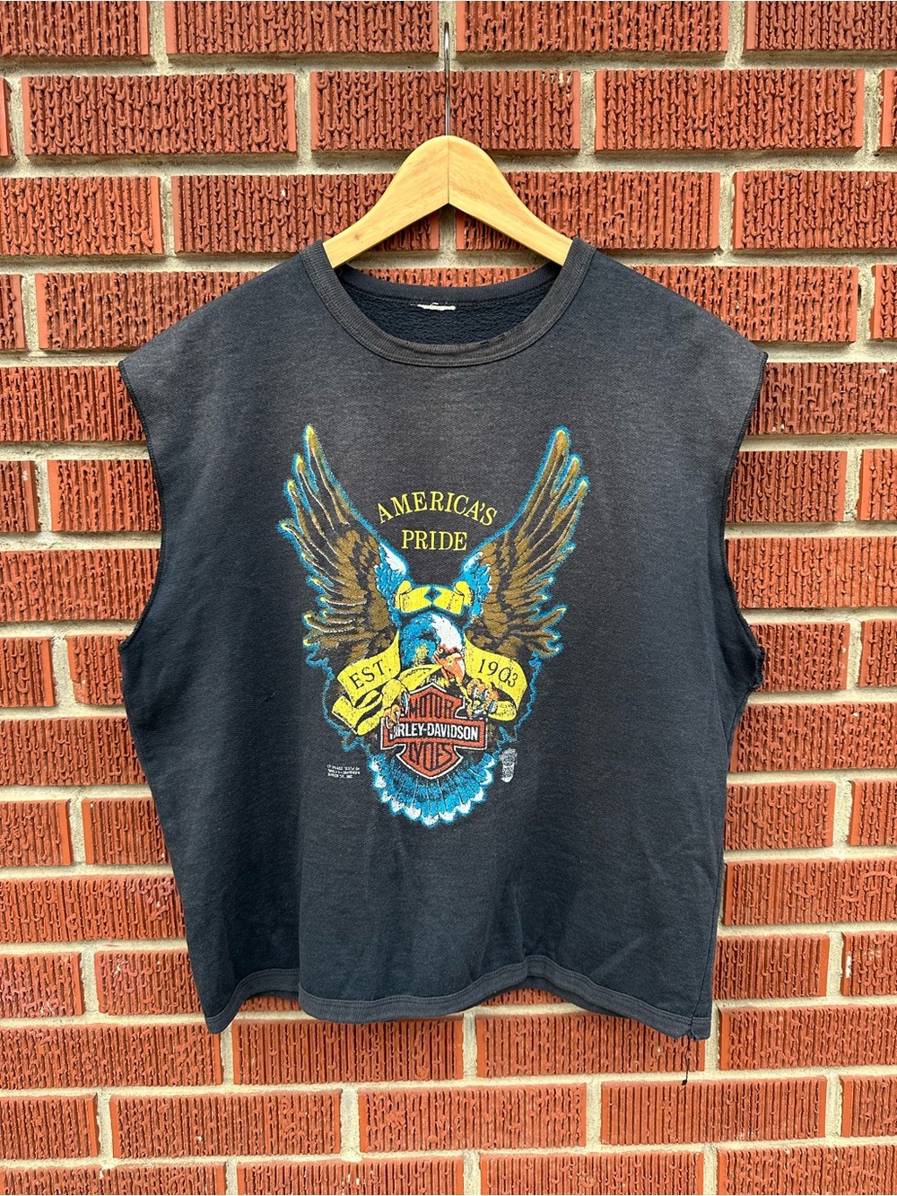 80s Harley Davidson Cut Off Crewneck